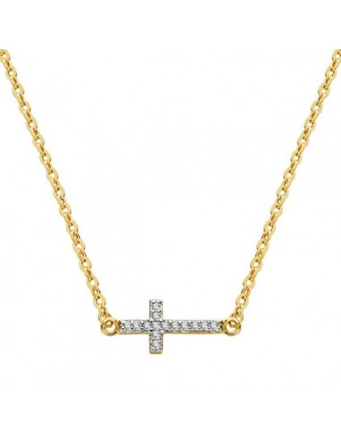 18K COLGANTE ORO BICOLOR CRUZ CON CADENA 45CM