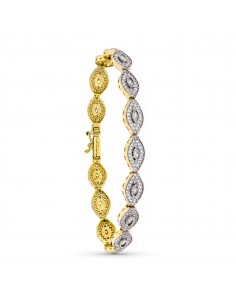 18K PULSERA ORO BICOLOR CIRCONITAS Y PIEDRAS
