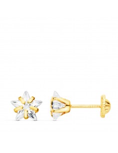 18K PENDIENTES ORO AMARILLO CIRCONITA ESTRELLA 6,5 X 6,5 MM. CIERRE TUERCA