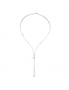 18K GARGANTILLA ORO BLANCO CRUZ CON CIRCONITAS