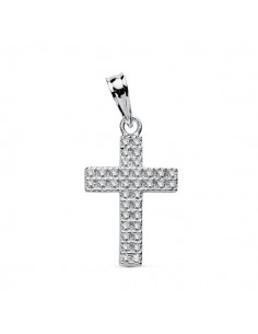 18K CRUZ CIRCONITA ORO BLANCO 20X12 MM