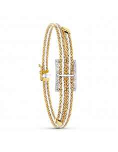 18K PULSERA ORO BICOLOR RECTANGULO.