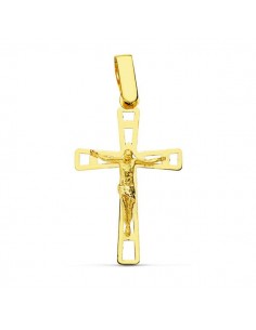 18K CRUZ ORO AMARILLO CON CRISTO CALADA 26X16 MM