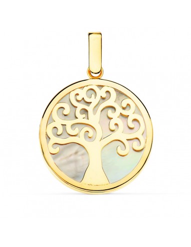 18K COLGANTE ORO AMARILLO NACAR ARBOL DE LA VIDA 20 MM