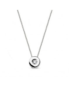 18K GARGANTILLA ORO BLANCO CHATON 5MM DIAMANTE LABORATORIO 0 02 QTS. H-I CADENA 42CM