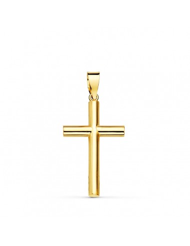 18K CRUZ ORO AMARILLO LISA TUBO HUECO 2.5 MM 21X13 MM