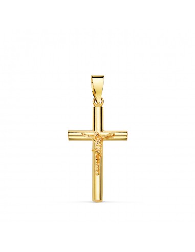 18K CRUZ ORO AMARILLO CON CRISTO TUBO 2 5 MM. MEDIDA: 21X13 MM