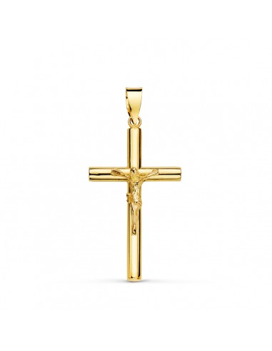 18K CRUZ ORO AMARILLO CON CRISTO TUBO HUECO. 26 X 15 X 2 5 MM