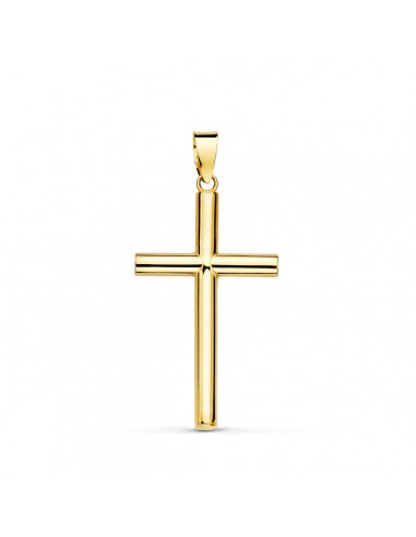 18K CRUZ ORO AMARILLO HUECA LISA 25X15 MM TUBO 2.2 MM