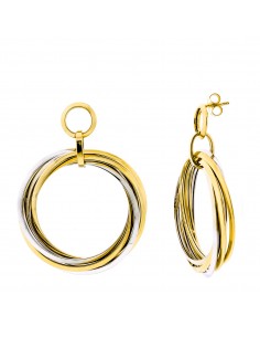 18K AROS BICOLOR DOS CUERPOS ENTRELAZADOS. 46 MM X 4 MM. CIERRE PRESION