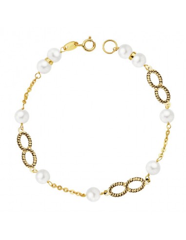 18K PULSERA ORO AMARILLO COMUNION PERLA 5.5 MM 18CM