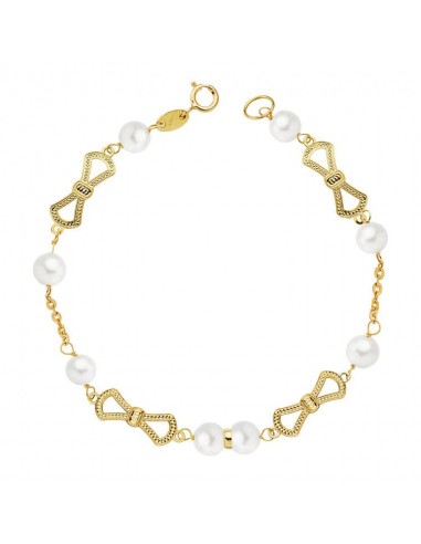 18K PULSERA ORO AMARILLO COMUNION PERLA 5.5 MM 17.50CM