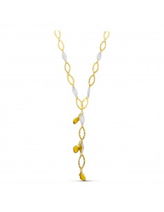 18K GARGANTILLA ORO BICOLOR ESLABONES OVALES Y PIEDRAS COLOR