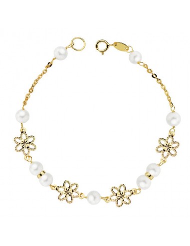 18K PULSERA ORO AMARILLO COMUNION PERLA 5.5 MM 18CM