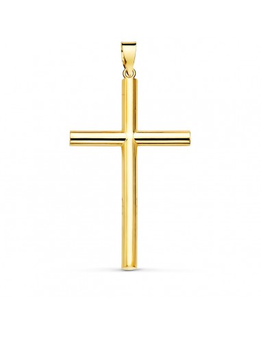 18K CRUZ ORO AMARILLO LISA TUBO HUECO 3 MM 35X22 MM