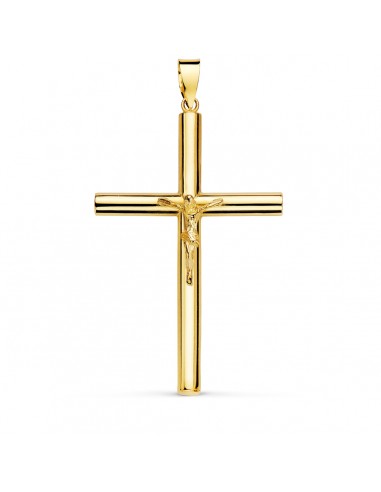 18K CRUZ ORO AMARILLO CON CRISTO TUBO HUECO. 35 X 22 X 3 MM