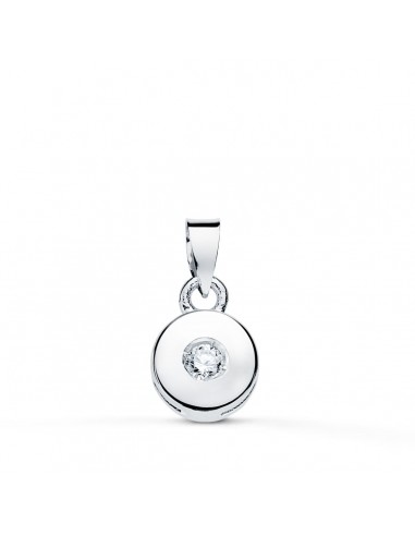 18K COLGANTE ORO BLANCO CHATON 5.5 MM DIAMANTE NATURAL TALLA BRILLANTE 0 035 QTS SI-H