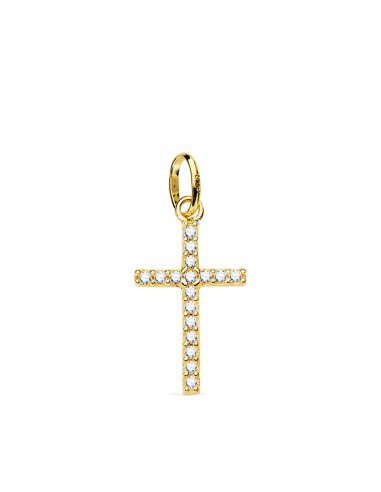 18K CRUZ ORO AMARILLO CON CIRCONITAS BLANCAS. MEDIDA: 18X10 MM