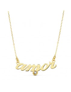 18K COLLAR ORO AMARILLO " AMOR " 45CM CIRCONITA C. AMOR