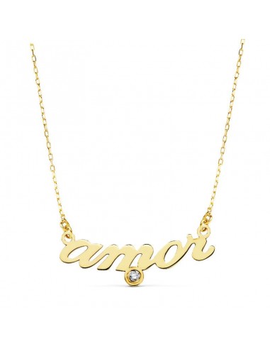 18K COLLAR ORO AMARILLO " AMOR " 45CM CIRCONITA C. AMOR