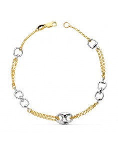 18K PULSERA BICOLOR ESTRIBOS 19,5CM. 5,10 G