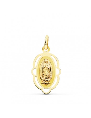 18K MEDALLA ORO AMARILLO VIRGEN DE GUADALUPE CERCO 20X12 MM