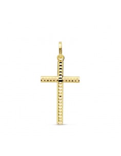 18K CRUZ TALLADA 22X12 MM