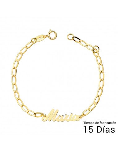 18K PULSERA NIÑA ORO AMARILLO NOMBRE 13CM CADENA BILBAO