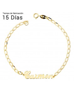 18K PULSERA ORO AMARILLO NOMBRE 17CM CADENA BILBAO