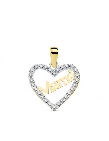18K COLGANTE ORO BICOLOR CORAZON MAMA 15X13 MM