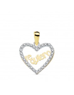 18K COLGANTE ORO BICOLOR CORAZON TE QUIERO 15X13 MM C. AMOR