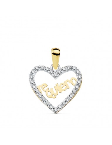 18K COLGANTE ORO BICOLOR CORAZON TE QUIERO 15X13 MM C. AMOR