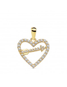 18K COLGANTE ORO AMARILLO CORAZON Y FLECHA 15X13 MM C. AMOR