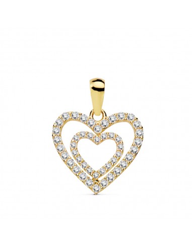 18K COLGANTE ORO AMARILLO CORAZONES CIRCONITA 15X14 MM C. AMOR