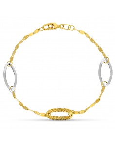 18K PULSERA ORO BICOLOR ESLABONES. 19 CM