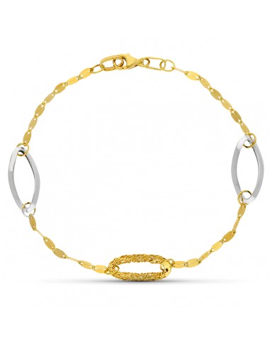 18K PULSERA ORO BICOLOR ESLABONES. 19 CM