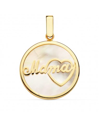 18K COLGANTE ORO AMARILLO NACAR MAMA CORAZON 20 MM