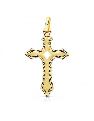18K CRUZ ORO AMARILLO SIN CRISTO TALLADA 27X17 MM