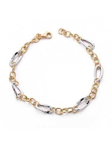 18K PULSERA BICOLOR ESLABONES 19CM. 2.75GRS