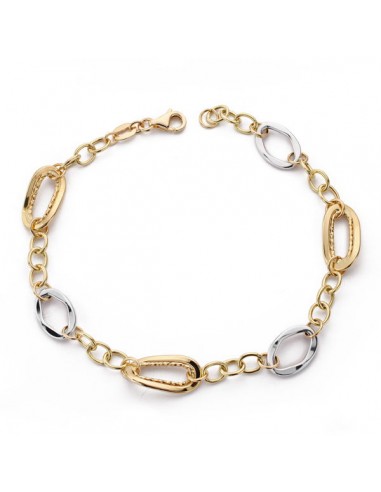 18K PULSERA BICOLOR ESLABONES 19CM. 3.25GRS