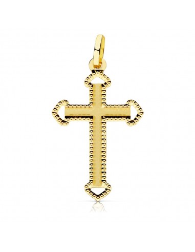 18K CRUZ ORO AMARILLO SIN CRISTO TALLADA 28X17 MM