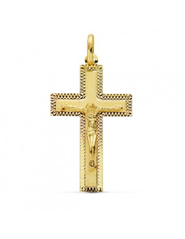 18K CRUZ CON CRISTO TALLADA 35 X 20 MM