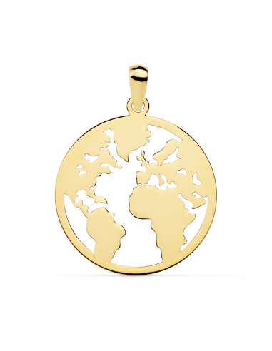 18K COLGANTE AMULETO ORO AMARILLO MAPAMUNDI CALADO 20 MM