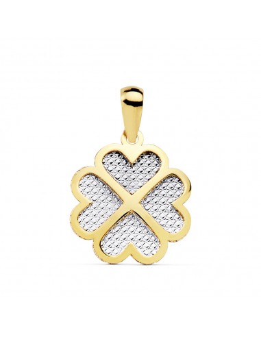 18K COLGANTE BICOLOR TREBOL CORAZON  16X16 MM C. AMOR