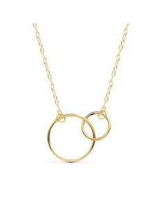 18K COLLAR ORO AMARILLO DOBLE ARO 14 Y 8 MM CADENA 42CM