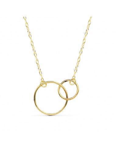 18K COLLAR ORO AMARILLO DOBLE ARO 14 Y 8 MM CADENA 42CM