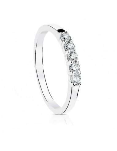 18K ALIANZA O ANILLO DE  DIAMANTES DE LABORATORIO TALLA BRILLANTE ORO BLANCO 0 300 QTS. PUREZA VS2 COLOR G