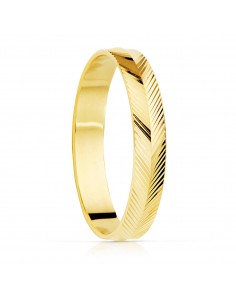 18K ALIANZA ORO AMARILLO TALLADO ESPIGA BRILLO. 3,5 MM.