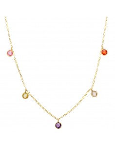 18K GARGANTILLA ORO AMARILLO PIEDRAS 5 MM CADENA FORZADA 45CM