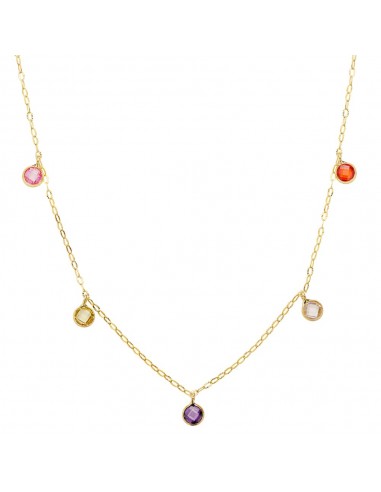 18K GARGANTILLA ORO AMARILLO PIEDRAS 5 MM CADENA FORZADA 45CM